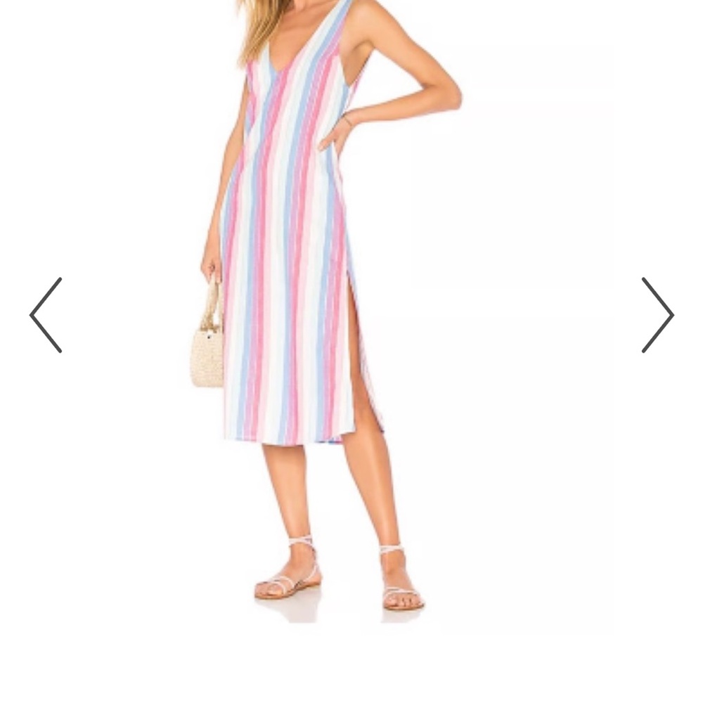 Privacy Please Maxi Dress Women Size Medium Striped Dress V-neck side slits